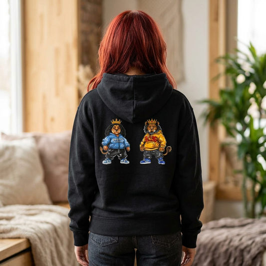 Jum£au Graffiti Hoodie with Crowned Lion Characters
