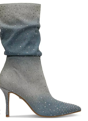 THALIA SODI Womens Blue Denim Raquell Pointed Toe Stiletto Slouch Boot