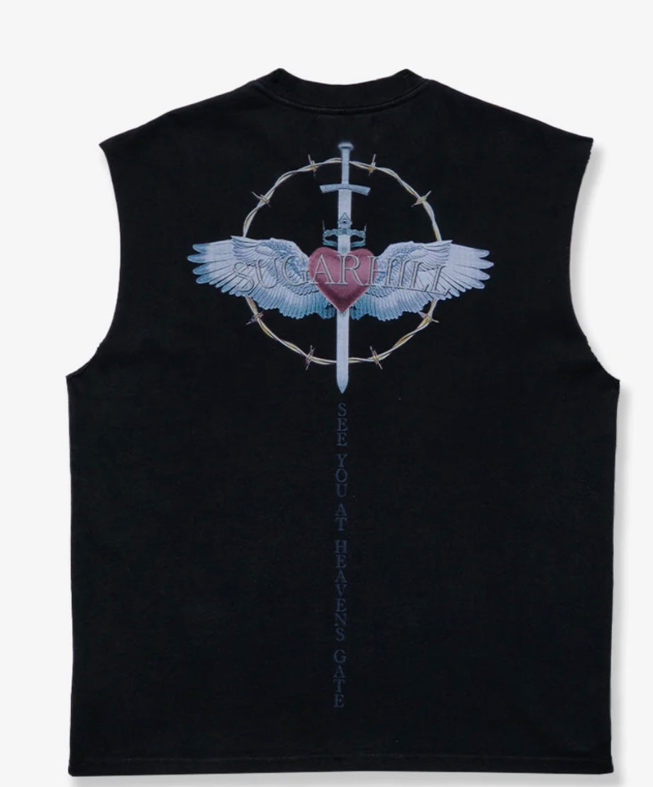 HEAVEN'S GATE" CUTOFF TEE (BLACK VINTAGE