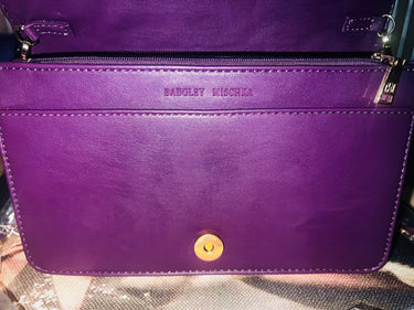 Badgley Mischka Plum Quilted Studded Leather Crossbody Bag