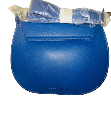 Badgley Mischka Blue Leather Crossbody Bag with Gold Lining