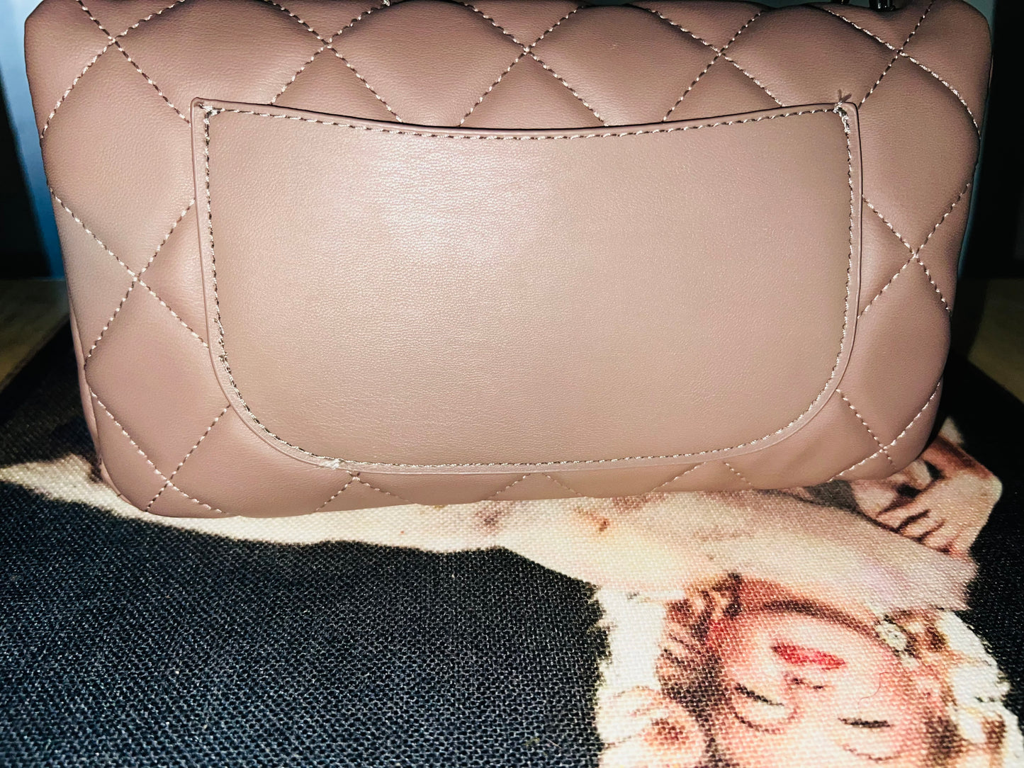 Badgley Mischka Quilted Pearl Studded Shoulder Bag – Tan Brown