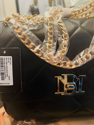 Badgley Mischka Black Quilted Faux Leather Crossbody Bag