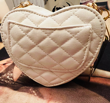 Bebe Solana White Quilted Heart Crossbody Bag