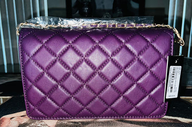 Badgley Mischka Plum Quilted Studded Leather Crossbody Bag