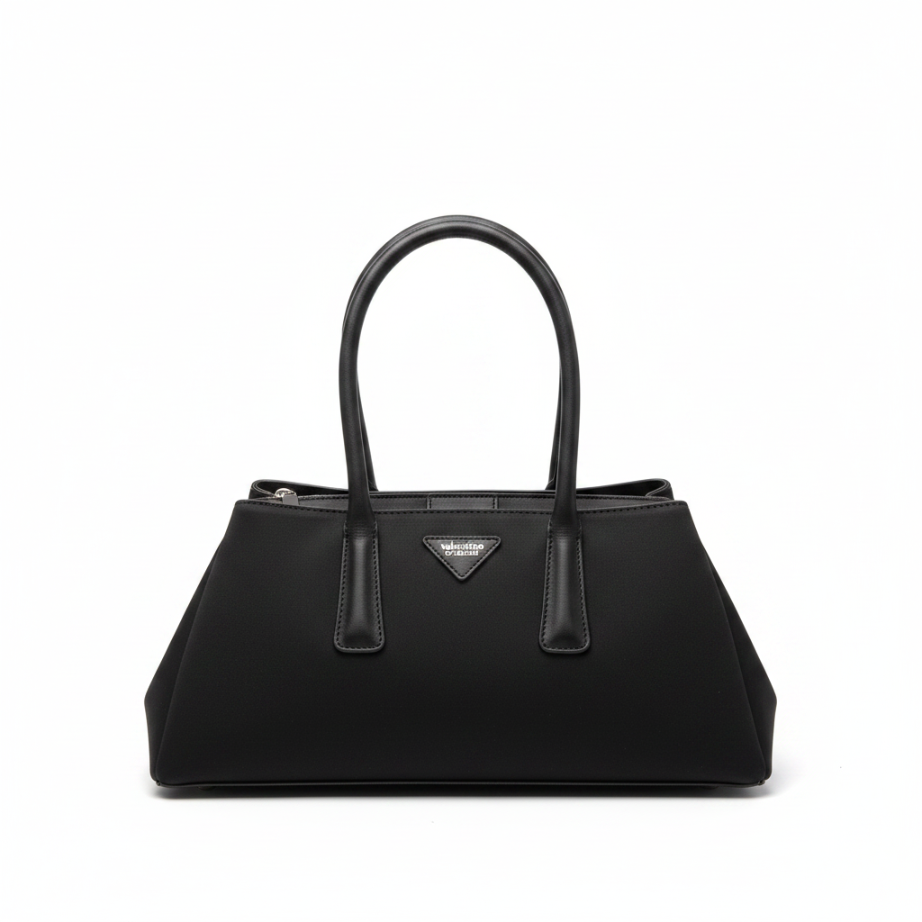 Valentino Orlandi Black Structured Tote - Studio Shot
