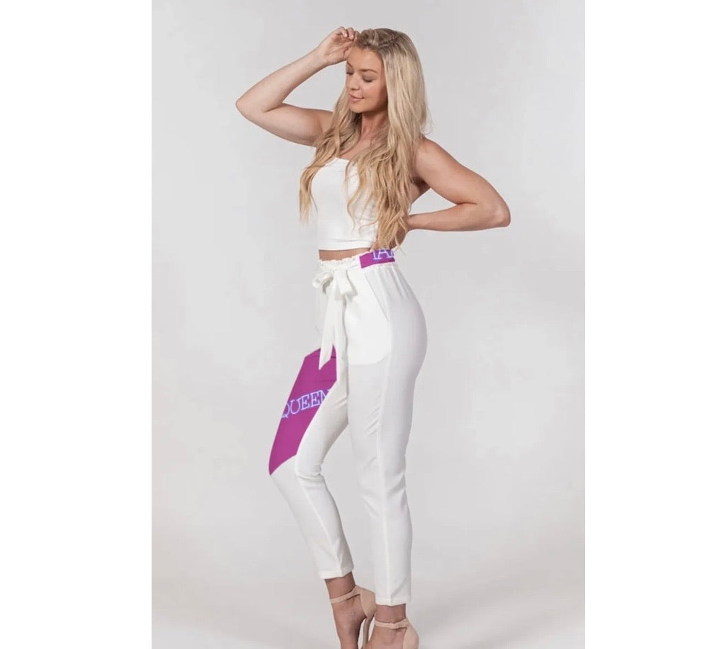 IAMQUEEN Belted Tapered Pants iamqueenpassionforfashion