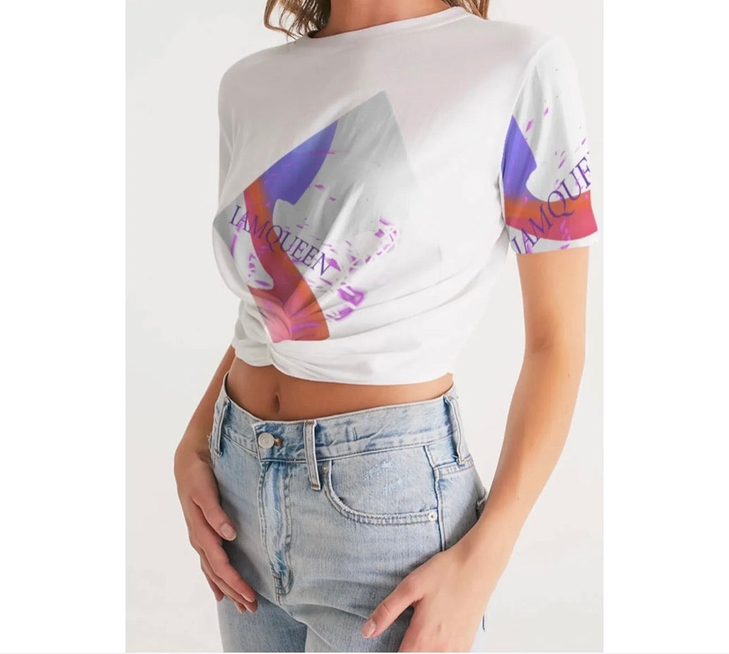 IAMQUEEN Women’s Twist-Front Cropped Tee iamqueenpassionforfashion