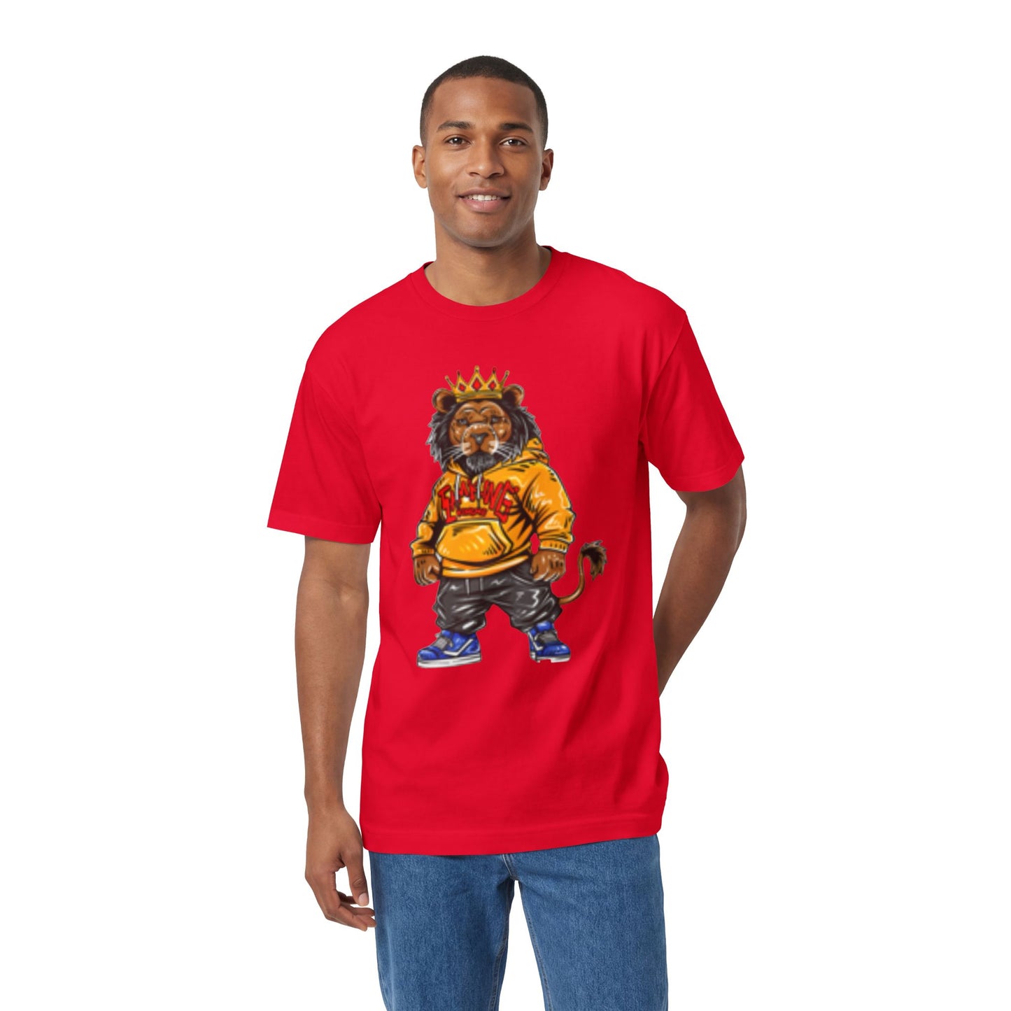 King Lion Graphic Tee — Streetwear Lion in Crown Hoodie