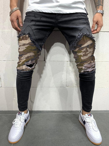 Men s Pleated Camouflage Slim fit Jeans IAMQUEEN FASHION