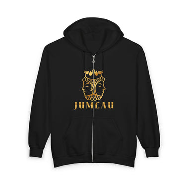 Jum£au Gold Twin Mask Zip Hoodie