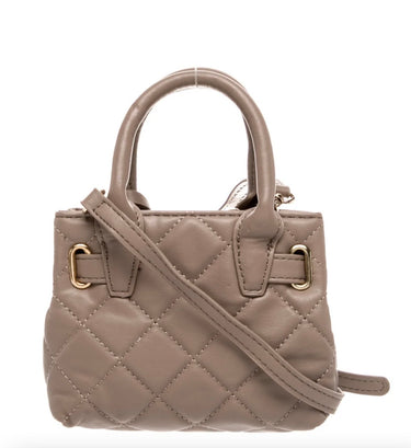 Badgley Mischka Beige Quilted Mini Tote Bag with Bag Charm