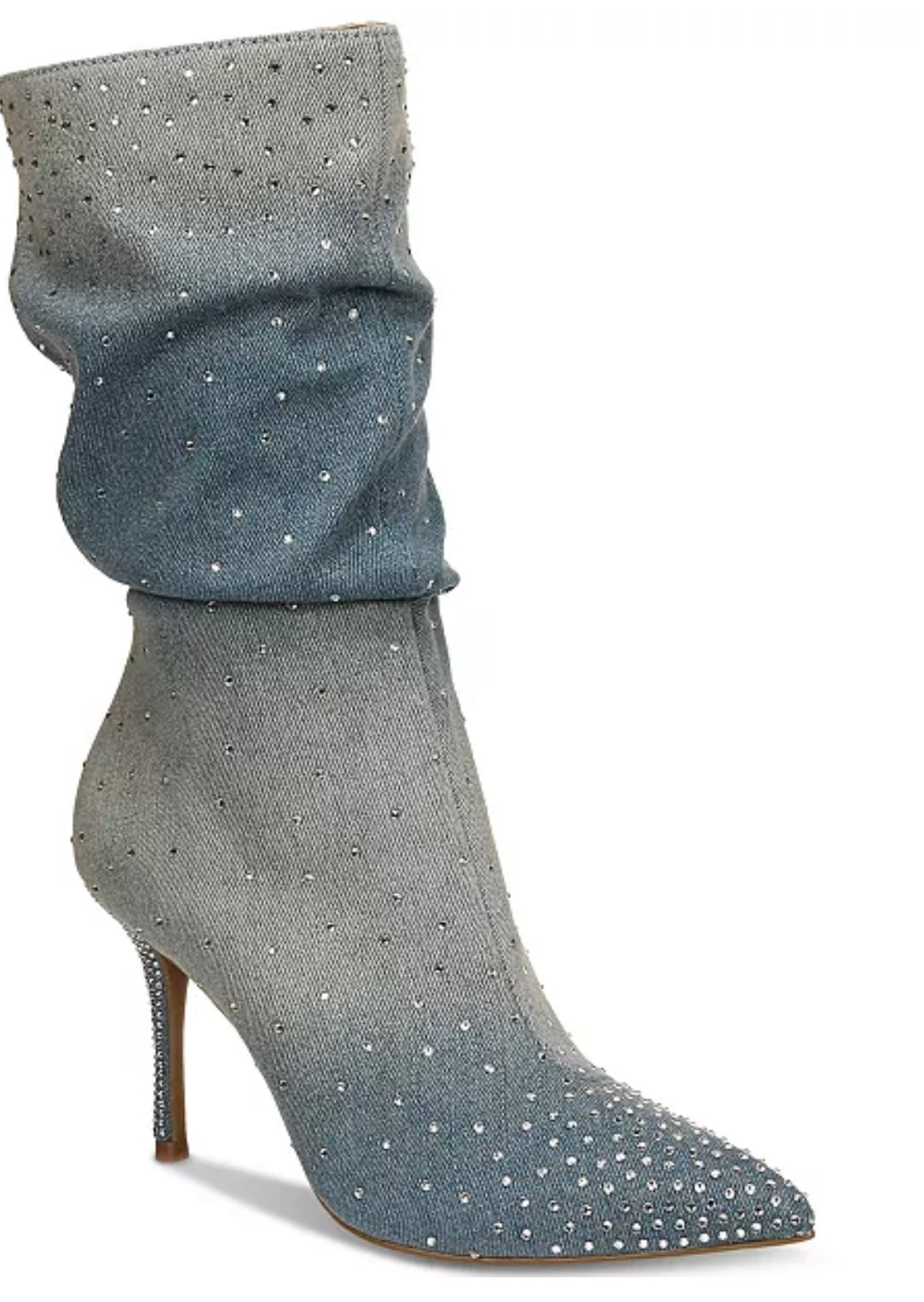THALIA SODI Womens Blue Denim Raquell Pointed Toe Stiletto Slouch Boot