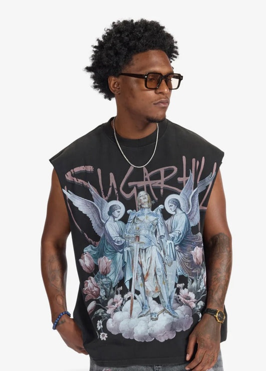 HEAVEN'S GATE" CUTOFF TEE (BLACK VINTAGE