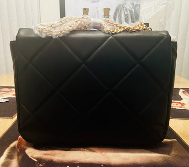 Badgley Mischka Black Quilted Faux Leather Crossbody Bag