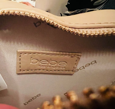 Bebe Solana Beige Quilted Crossbody Bag