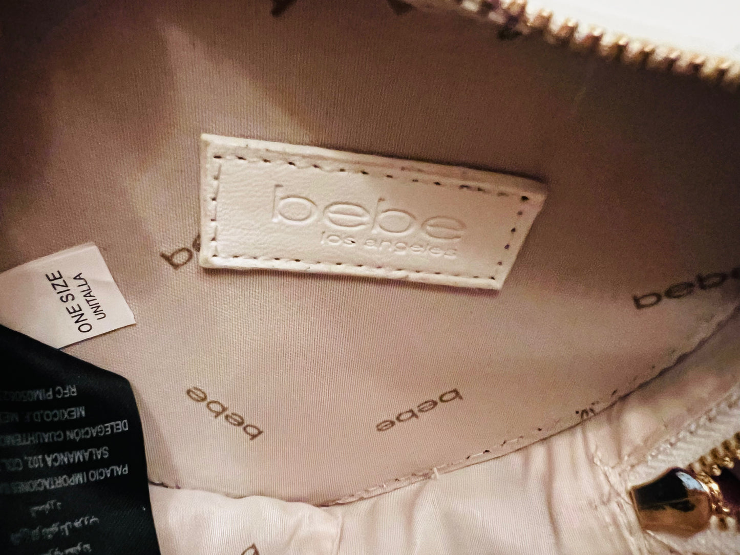 Bebe Solana White Quilted Heart Crossbody Bag