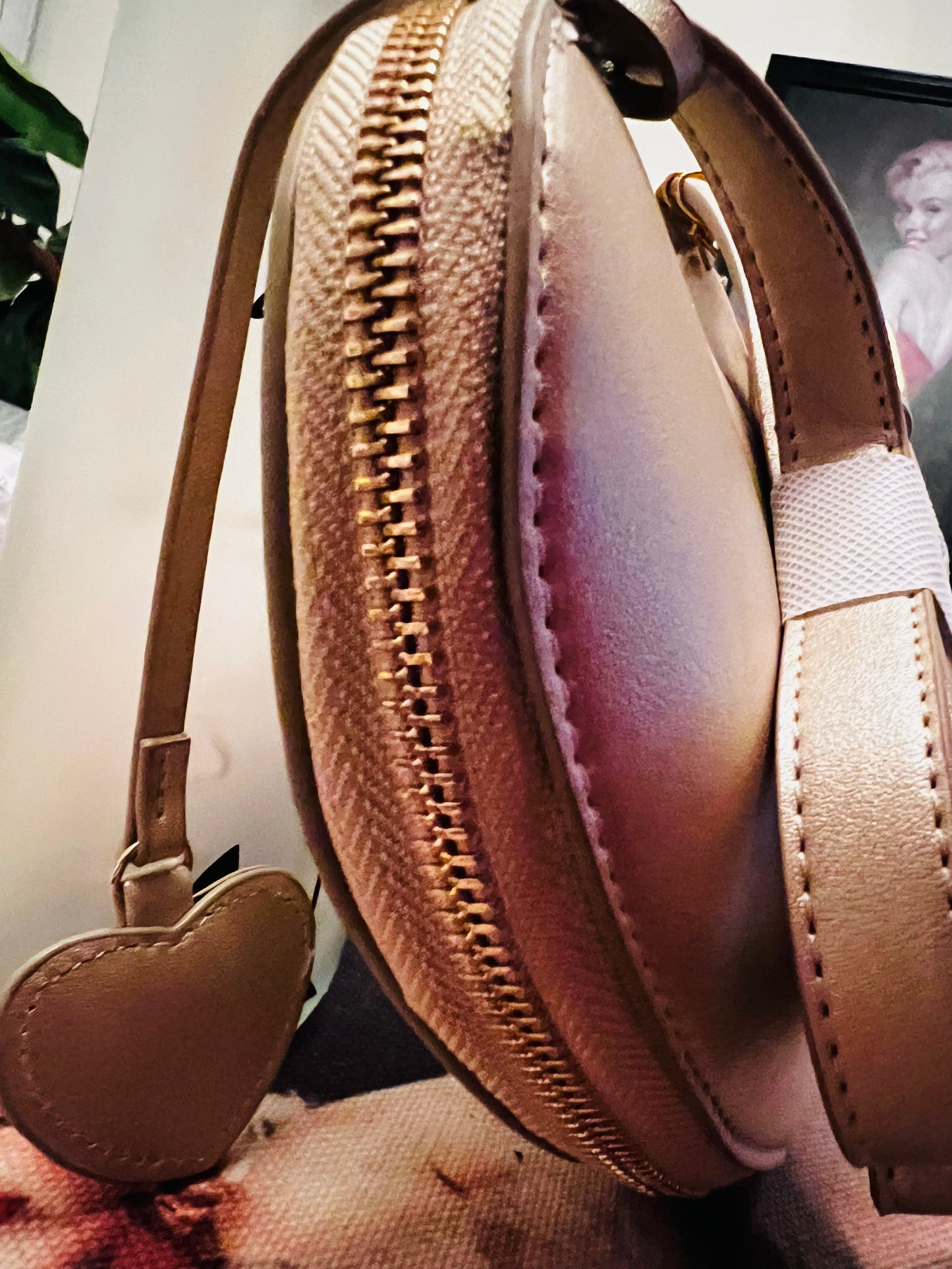 Bebe Bene Milan Gold Metallic Heart Crossbody Bag