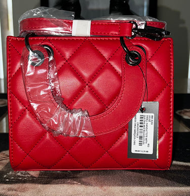 Badgley Mischka BM4153 Red Quilted Studded Crossbody Bag