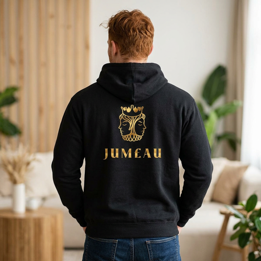 Jum£au Gold Twin Mask Zip Hoodie