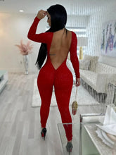 Load image into Gallery viewer, Staring at My Rear View Glitter Jumpsuits IAMQUEEN FASHION
