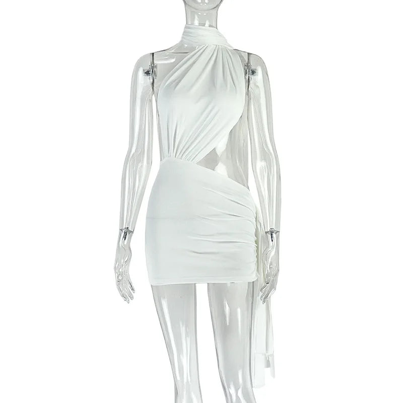 Classy but a lil Sassy Ruched Ribbon Backless Mini Dress