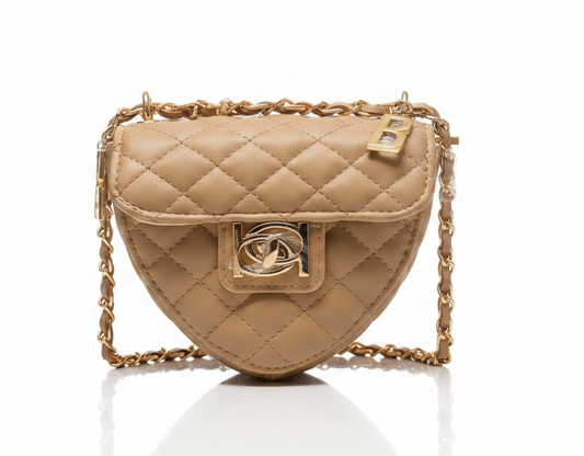 Bebe Solana Beige Quilted Crossbody