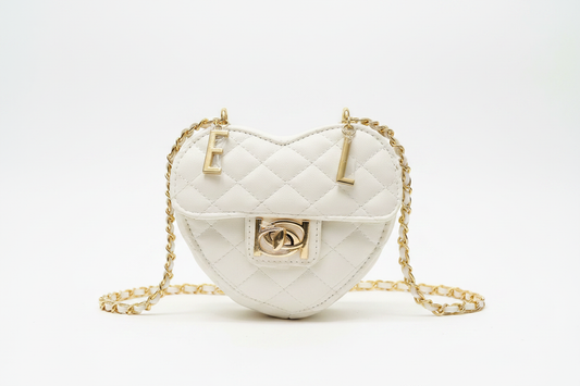 Bebe Solana White Quilted Heart Crossbody