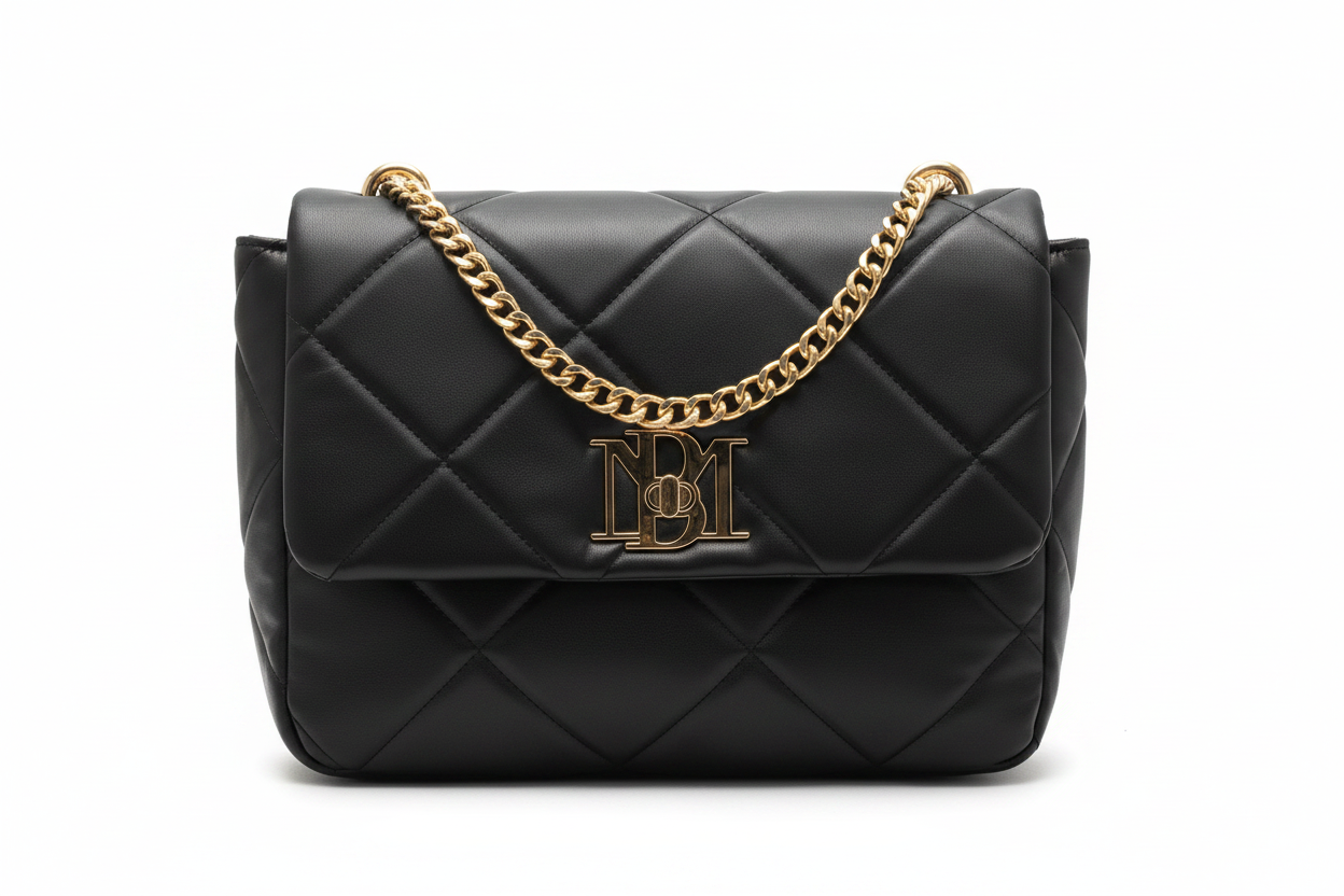 Black Quilted Faux Leather Crossbody