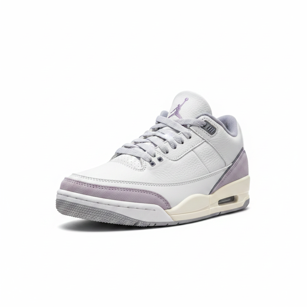 Jordan 3 Low Women's Sneaker Grey/Lavender - Studio Shot