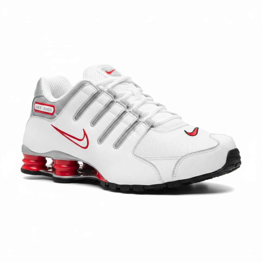 Nike Shox NX White/Silver/Red - Studio Shot