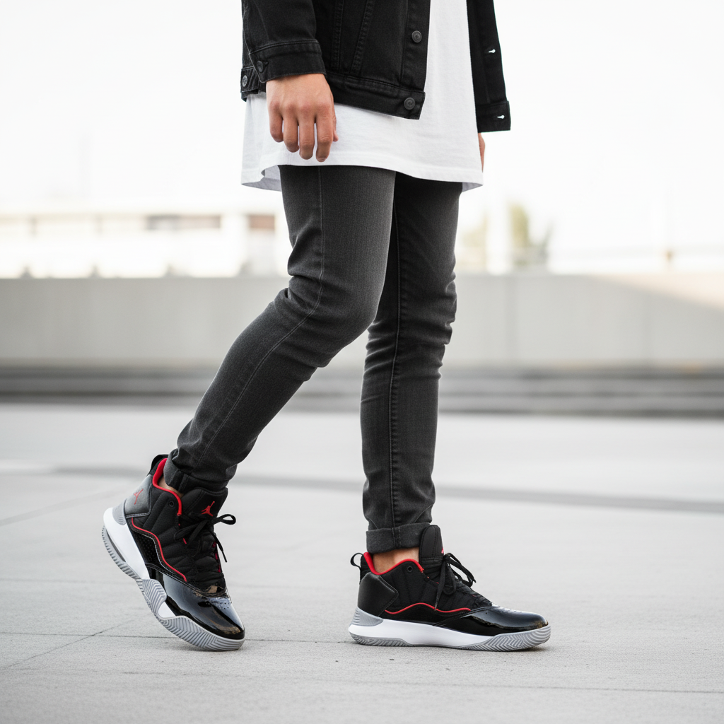 Jordan Stay Loyal Unisex High-Top Black/Red - Lifestyle Shot