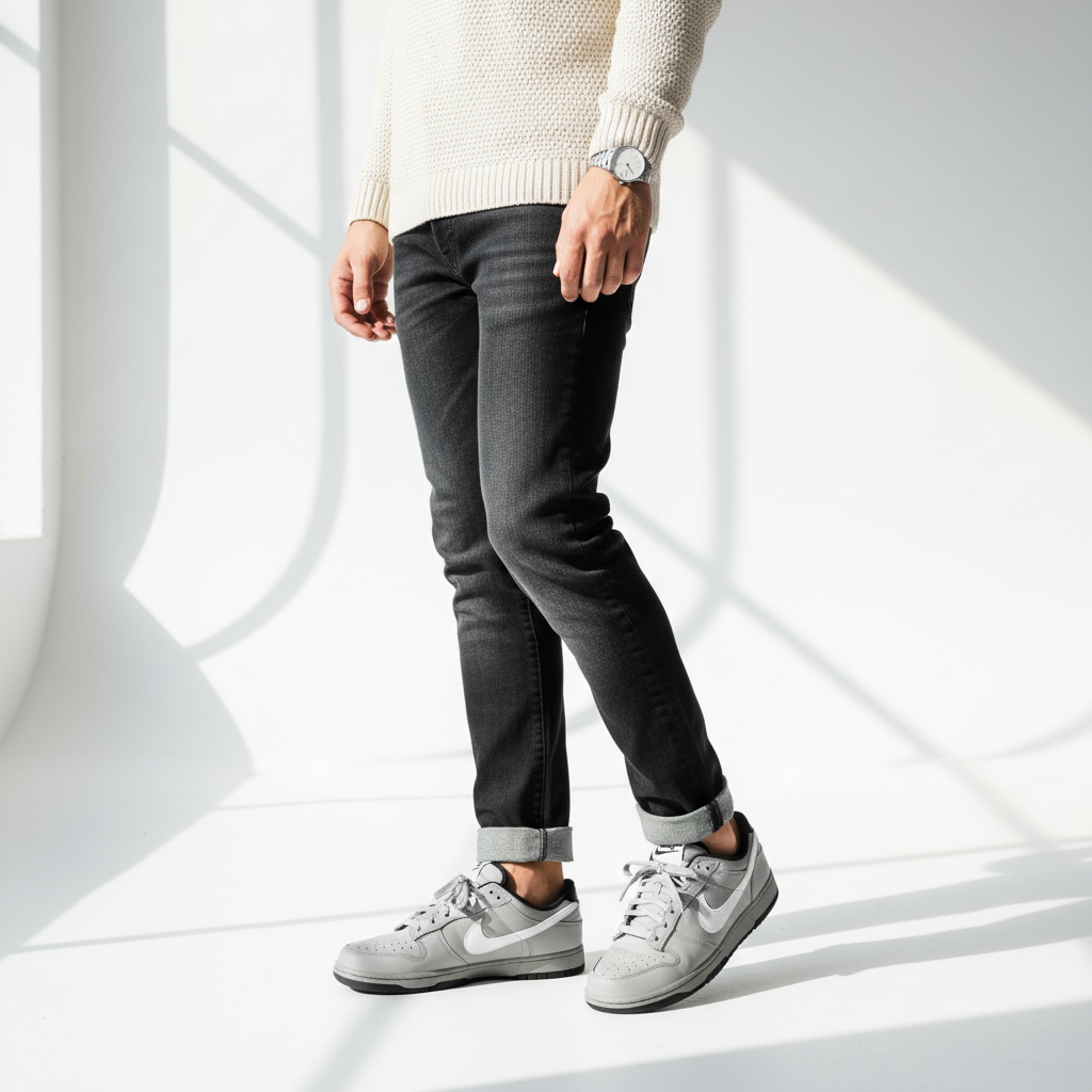 Nike Dunk Low Men's Wolf Grey/Black - Lifestyle Shot
