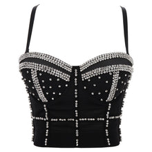Charger l&#39;image dans la galerie, Mesh Camisole Top Beaded Bright Diamonds Fashion Backless Crop Top IAMQUEEN FASHION
