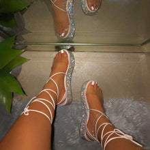 Load image into Gallery viewer, Strap Up!! Bandage Rhinestone Ankle Strap Sandals IAMQUEEN FASHION

