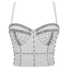 Charger l&#39;image dans la galerie, Mesh Camisole Top Beaded Bright Diamonds Fashion Backless Crop Top IAMQUEEN FASHION
