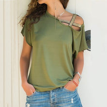 Load image into Gallery viewer, It Start&#39;s Right Here Criss Cross Off Shoulder T-shirt IAMQUEEN FASHION
