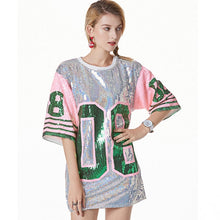 Load image into Gallery viewer, Front Row T-Shirt Sequin Jersey Dress IAMQUEEN FASHION
