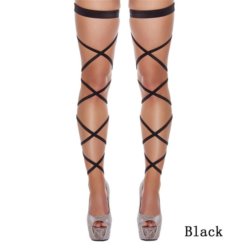 Wrap it Up!!! Hollow Out Bandage Nylon Stockings IAMQUEEN FASHION