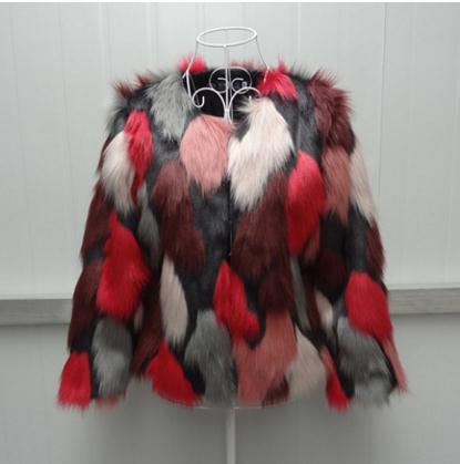 Bird Chest Mixed Color Fur Jacket IAMQUEEN FASHION