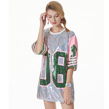 Load image into Gallery viewer, Front Row T-Shirt Sequin Jersey Dress IAMQUEEN FASHION
