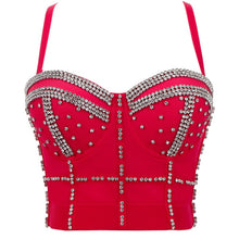 Charger l&#39;image dans la galerie, Mesh Camisole Top Beaded Bright Diamonds Fashion Backless Crop Top IAMQUEEN FASHION
