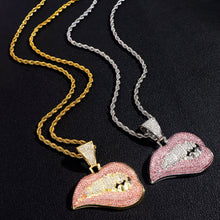 Load image into Gallery viewer, Iced Out Bling  Bite Lip Shape Pendant  Crystal Cuban CZ Stainless steel Chain Necklaces IAMQUEEN FASHION

