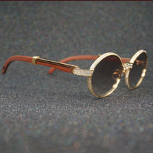 Load image into Gallery viewer, A Lil Tint For the Hint!! Luxury Peacock Wooden Men&#39;s Retro Rhinestone Sunglasses IAMQUEEN FASHION
