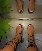 Charger l&#39;image dans la galerie, Strap Up!! Bandage Rhinestone Ankle Strap Sandals IAMQUEEN FASHION
