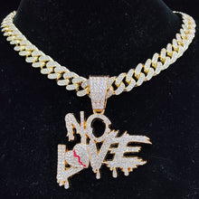 Load image into Gallery viewer, Cuban Chains NO LOVE Necklace Pendants for Men and Women Heart Broke Statement Necklaces Jewelry Iced Out Bling Chain IAMQUEEN FASHION
