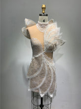 Charger l&#39;image dans la galerie, Almost Nude Backless Beading Feather Mini Elegant Dress IAMQUEEN FASHION
