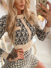 Load image into Gallery viewer, Picture Perfect!! Geometric Long Sleeve Knit Skirt Set IAMQUEEN FASHION
