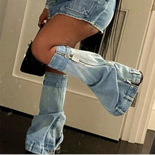 將圖片載入圖庫檢視器 Steppin in Denim knee high zipper jeans Boots IAMQUEEN FASHION
