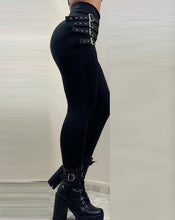 Charger l&#39;image dans la galerie, Boop!!! Side Swiping Boo High Waist Buckled Skinny Pants IAMQUEEN FASHION
